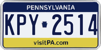 PA license plate KPY2514