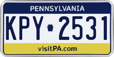 PA license plate KPY2531