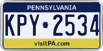 PA license plate KPY2534