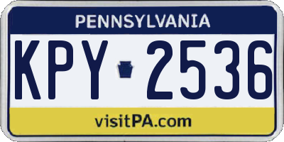 PA license plate KPY2536