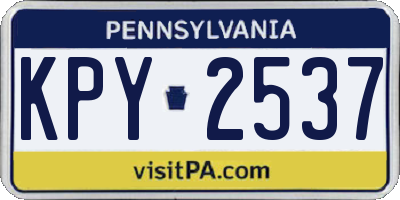 PA license plate KPY2537