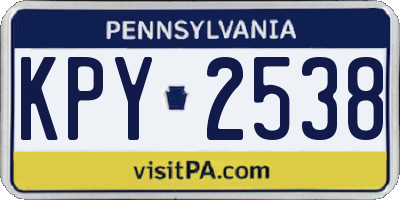 PA license plate KPY2538