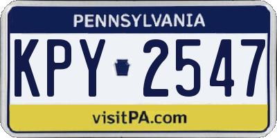 PA license plate KPY2547
