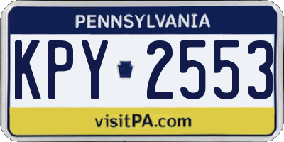 PA license plate KPY2553