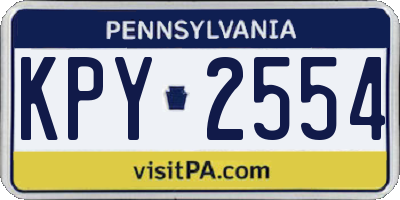PA license plate KPY2554