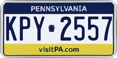PA license plate KPY2557