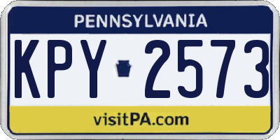 PA license plate KPY2573
