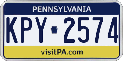 PA license plate KPY2574