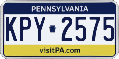PA license plate KPY2575