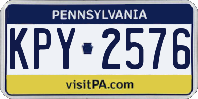 PA license plate KPY2576