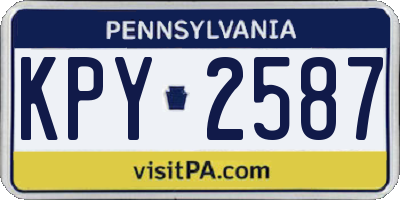 PA license plate KPY2587