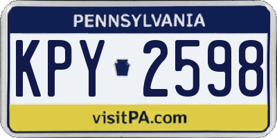 PA license plate KPY2598