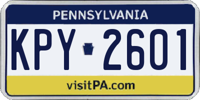 PA license plate KPY2601