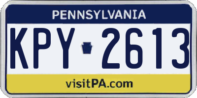 PA license plate KPY2613