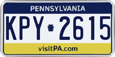 PA license plate KPY2615