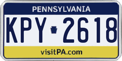 PA license plate KPY2618