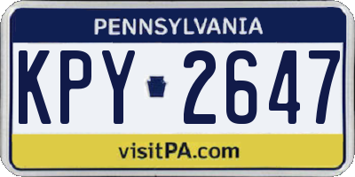 PA license plate KPY2647