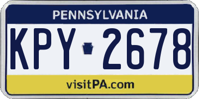 PA license plate KPY2678