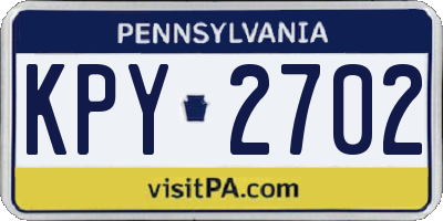 PA license plate KPY2702