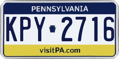 PA license plate KPY2716