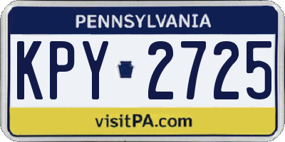 PA license plate KPY2725