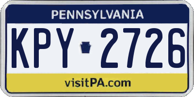 PA license plate KPY2726