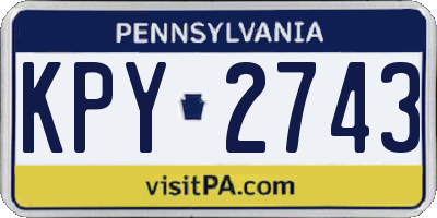 PA license plate KPY2743