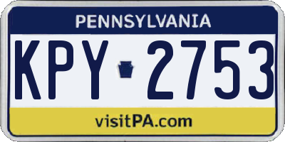 PA license plate KPY2753