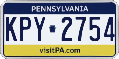 PA license plate KPY2754