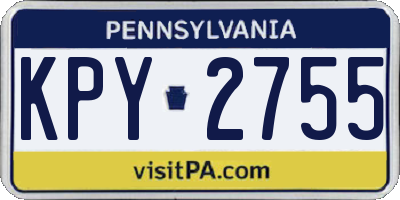 PA license plate KPY2755