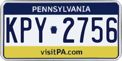 PA license plate KPY2756