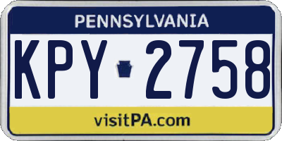 PA license plate KPY2758