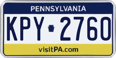 PA license plate KPY2760