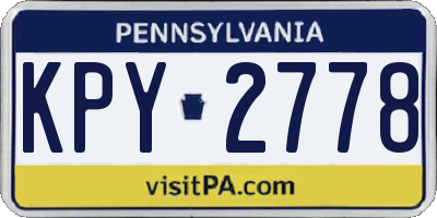 PA license plate KPY2778
