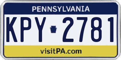 PA license plate KPY2781