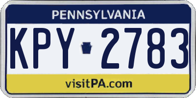 PA license plate KPY2783