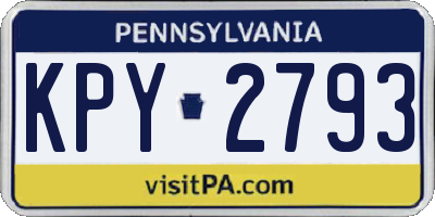 PA license plate KPY2793