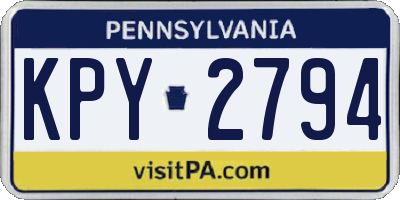 PA license plate KPY2794
