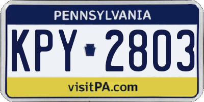 PA license plate KPY2803
