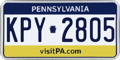 PA license plate KPY2805