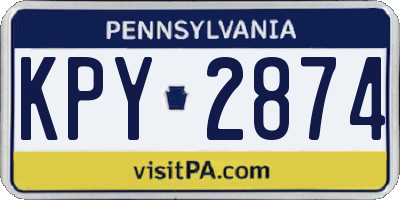 PA license plate KPY2874