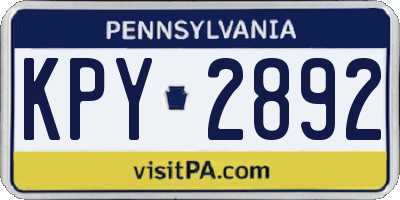 PA license plate KPY2892