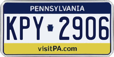 PA license plate KPY2906
