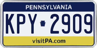 PA license plate KPY2909