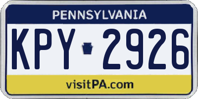 PA license plate KPY2926