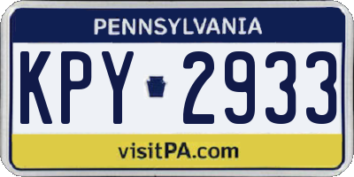 PA license plate KPY2933