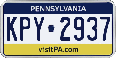 PA license plate KPY2937