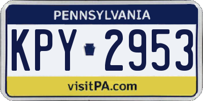 PA license plate KPY2953