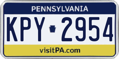 PA license plate KPY2954