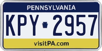 PA license plate KPY2957